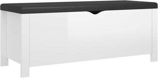 vidaXL Opbergbox met kussen 105x40x45 cm Hoogglans wit