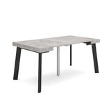 Skraut Home Uittrekbare Consoletafel Eettafel 160 cm voor 8 personen houten poten moderne stijl cement