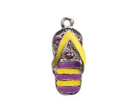 INNSPIRO Nice Charms metalen hanger flip-flops met 3 gelijkenissen geel en paars, 11 x 24 mm, 25 stuks