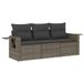 vidaXL 3-delige Loungeset met kussens, polyrattan, grijs