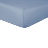 Sleepdown 100% puur katoen diep hoeslaken warm, gezellig ademend superzacht beddengoed 32 cm extra diepe zakken - denim blauw - super king