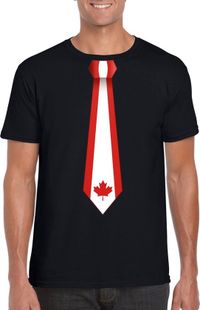 Bellatio Decorations Canada T-shirt met Canadese vlag stropdas zwart heren XXL