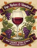 Sip, Wine-Themed Word Search Puzzles for Adults: 40 Fun Brain Games for Relaxation & Stress Relief
