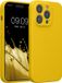 kwmobile telefoonhoesje geschikt voor Apple iPhone 14 Pro - TPU backcover met siliconen coating - Smartphone case in stralend geel