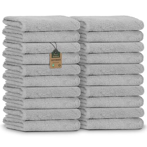 NatureMark Gastendoekjes, 20 stuks (30x50 cm), 100% katoen, OEKO-TEX gecertificeerd, zacht, absorberend en gemakkelijk te onderhouden – Voor badkamer, gasten en spa - Zilvergrijs