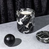 THE LUXURIATE BLACK MARBLE CANDLE HOLDER - THE LUXURIATE - 10 cm - Round - Modern - Natural Stone - Black