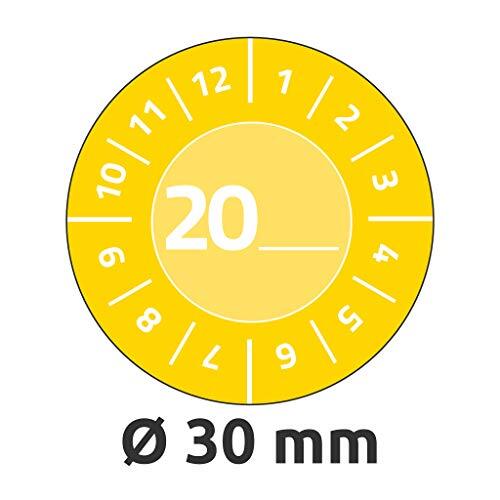 Avery 80 stuks teststickers 20 (met jaarnummer om zelf in te vullen, duurzaam, sterk zelfklevend, 30 mm, teststickers, beschrijfbaar testzegel van vinyl-kleeffolie) 7902 geel