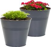 Mega Collections Pot Bob - 2x - Zinc - Anthracite - D15 x H13 cm