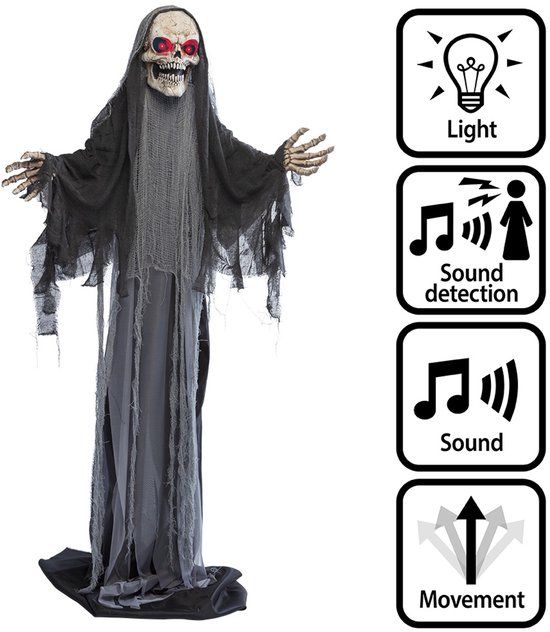 Boland - Decoratie Growing reaper pop-up - Horror - Decoratie - Halloween - Spookhuis - Skelet - Interactief - Licht - Geluid - Beweging