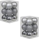 Othmar Decorations Bv 24x Boules de Noël argentées en plastique 6 cm - Brillant/mat/pailleté