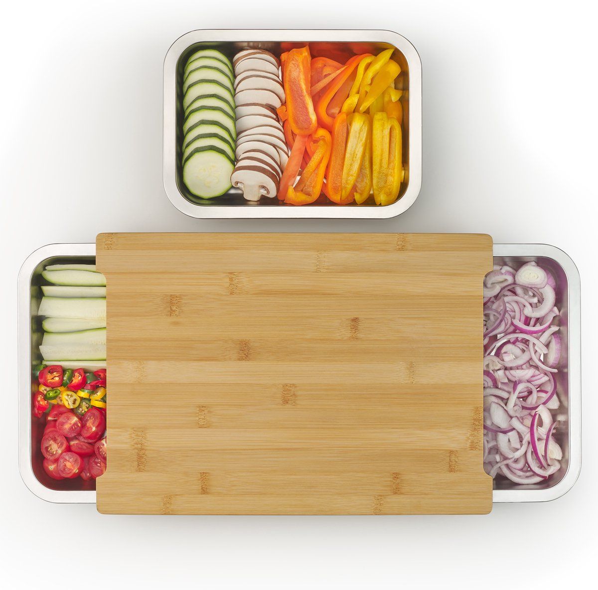 Blumtal Snijplank Carlos - Snijplankenset met houder - Bamboe - 40 x 28,5 x 6,8 cm