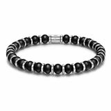 Frank 1967 7FB-0867 Kralen Herenarmband Hematiet & Agaat Zwart