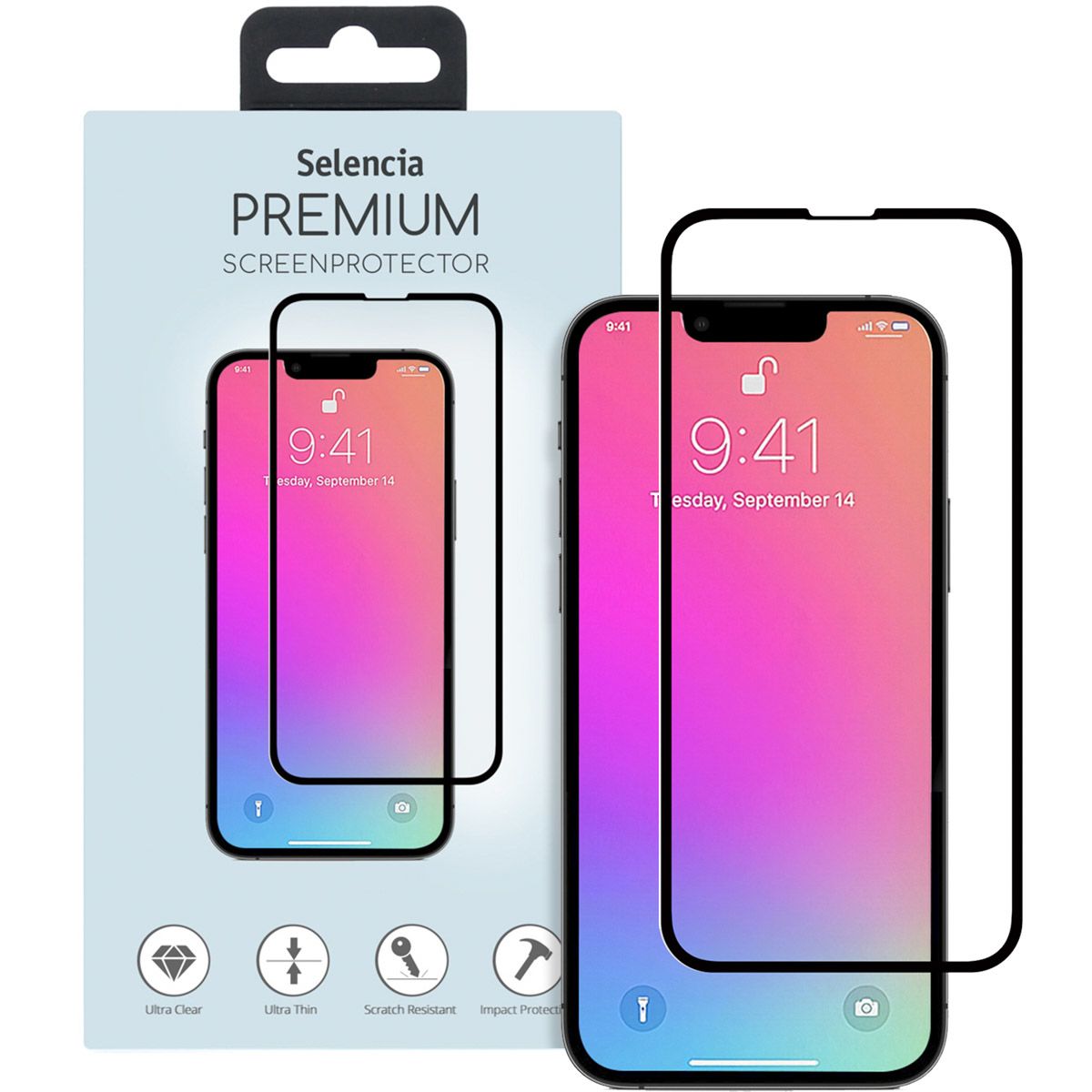 Selencia Gehard Glas Screenprotector - iPhone 13 / 13 Pro / 14 - Clear