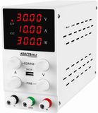 KRAFT&DELE Alimentation de laboratoire, 0-30V, 10A, avec écran LED, 200-240V, AC/DC, alimentation réglable, potentiomètre, interrupteur marche/arrêt