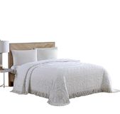 Beatrice Home Fashions Medaillon Chenille Sprei, King, Wit