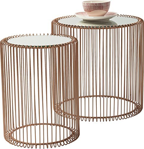 Kare Wire Copper Bijzettafels, 2 Stuks Set, Koper