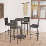 The Living Store Barset - Steel Frame - PE-rattan - Grey - Table 75.5 x 106 cm - Chair 40 x 44 x 108 cm