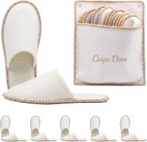 Relaxdays Pantoffels - 6 paar - Carpe Diem - Beige - Maat 36-45 - Vilt