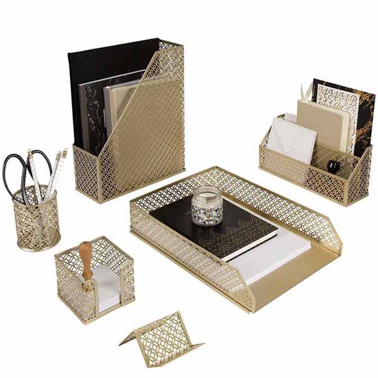 Blu Monaco draadpenbekers, set van 3, 5 stuks, goud