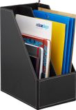 Merkloos tijdschriftenhouder - kunstleer - 2 vakken - A4-C4 - 35 x 18 x 26,5 cm - zwart