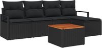 vidaXL Tuinbank Set Zwart Poly Rattan 4 Zitplekken Exclusief Kussens