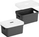 Sunware Boîtes de rangement avec couvercle transparent - 3x pièces - paniers de rangement - anthracite - 13 litres - plastique - 35 x 25 x 18 cm