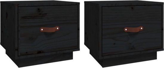 vidaXL Nachtkastjes - 2 stuks - Massief Grenenhout - Zwart