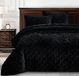 Chezmoi Collection Lux Zwart Fluwelen Quilt King Set, 3-delig Weelderig Pluche Verweerd Fluwelen Beddengoed Alle Seizoen Lichtgewicht Dekbed Geborsteld Microfiber Reverse met Diamantsteek Quilten