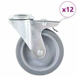 vidaXL 12 st zwenkwielen met boutgaten 100 mm