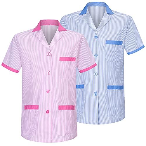MISEMIYA - Pack*2-Camisa Camisetas Mujer Medica Mangas Cortas Uniforme Laboral Sanitarios Hospital Limpieza Ref.T820 - XS, Mixto