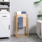 Étagère murale en bambou avec support, 3 étagères pour serviettes de bain, meuble porte-serviettes, dimensions 48 x 25,8 x 94 cm