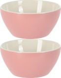Excellent Houseware Bols/petits bols - 2x - Acapulco - porcelaine - D14 x H6.5 cm - rose clair
