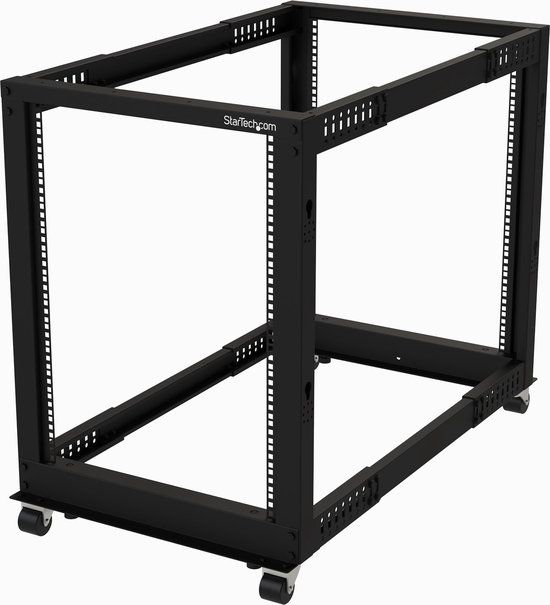StarTech 15U Open Frame Rack - 4 Post - Adjustable Depth - Black