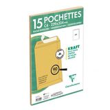 Clairefontaine 75015C – 15 stuks papieren hoezen, zelfklevend, 22,9 x 32,4 cm, 90 g, in folie