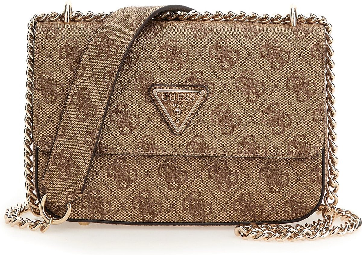 Guess Eco Elements Cnvrtble Xbody Flap Dames Schoudertas - Latte logo