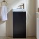 Hudson Reed Cluo Meuble lave-mains – 40 cm – Gris noir – Avec lavabo – Poignée invisible or brossé