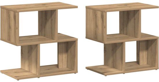 vidaXL Nachtkastjes - Set van 2 - 50x30x51,5 cm - Bewerkt Hout - Artisanaal Eiken