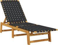 vidaXL Lit de jardin bois d'acacia massif et tissu noir
