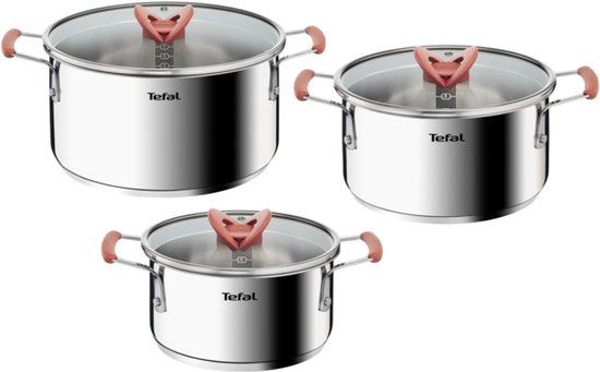 Tefal Opti'Space G720S674 Set van 3 kookpotten 18/20/24 cm + deksels - Inductie