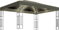 vidaXL Prieel met LED-lichtslinger 3x4 m stof taupe