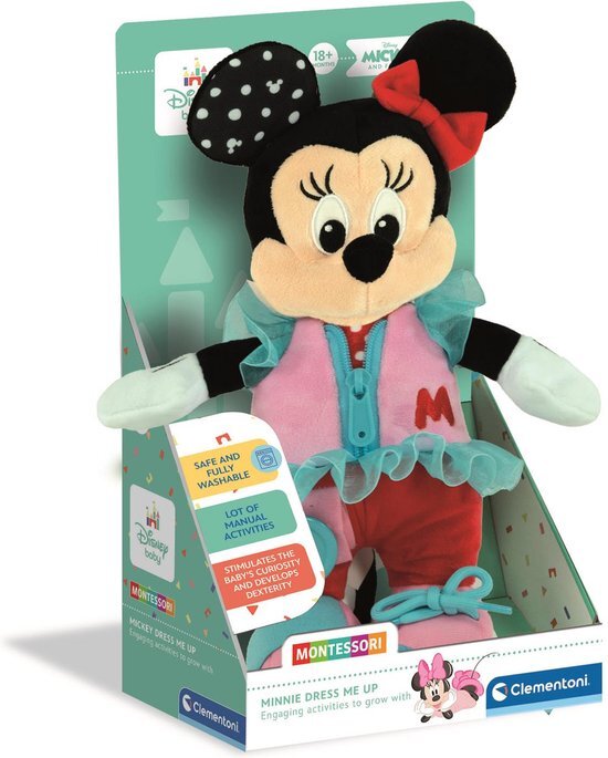 Clementoni - 17860 - Disney Baby Minnie Aankleedknuffel - Knuffel, Montessori Speelgoed, Educatief Speelgoed Voor Kinderen, Stimuleert De Baby-motoriek, Baby Speelgoed, 18-36 Maanden