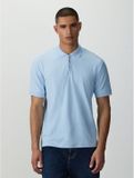 Next Heren Formeel Jacquard Poloshirt Lichtblauw