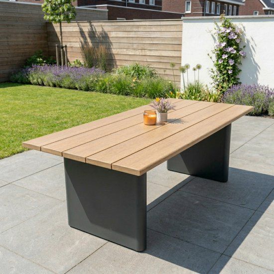 Tuinmeubelwinkel Tuintafel Riviera XL 240cm Antraciet en Hout Aluminium Dining Eettafel