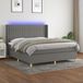 Maison Exclusive - Lit boxspring avec matelas et éclairage LED, gris foncé, 180x200 cm, textile