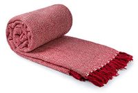 Emma Barclay Visgraat - Gerecycleerde Katoenen Patroon Stoel Sofa Setee Bed Gooi Over Deken in Rood - 70x100 (178x254cm)
