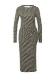 Comma Jurk Olijfgroen Lange Mouw Viscose Ronde Hals