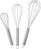 Gvolatee Gardeset Roestvrij Staal, Garde 3 Stuks Inclusief 21cm, 26cm, 29cm voor Mixen, Roeren van Deeg, Eieren, Opschuimen, Kloppen, Hoogwaardige Garde voor Eetkamer, Keuken, Zilver