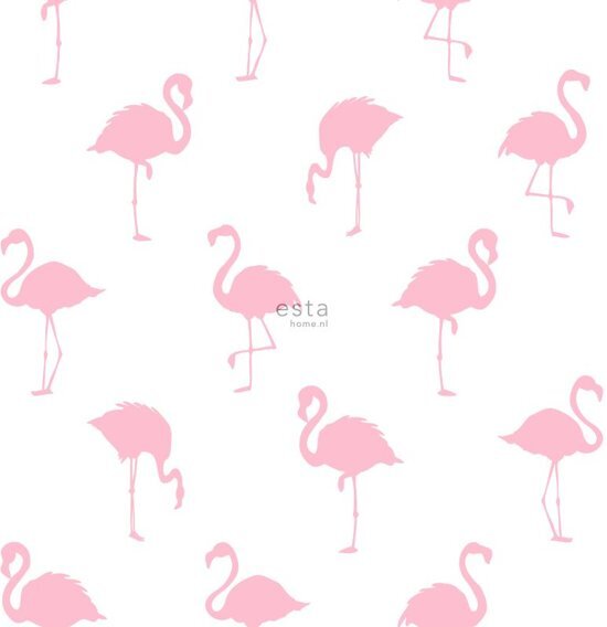 Esta Home behang flamingo s roze en wit - 138992
