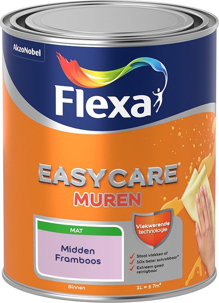 FLEXA Easycare Muurverf - Mat - Midden Framboos - 1 liter