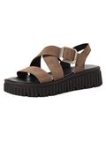 Tamaris - Dames - Sandalen - Platte sandalen - Suède - Bruin - Maat 42